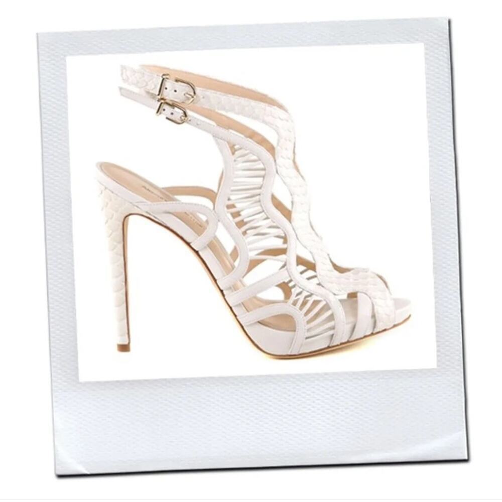 Alexandre Birman White Loretta Python Heels Size … - image 1